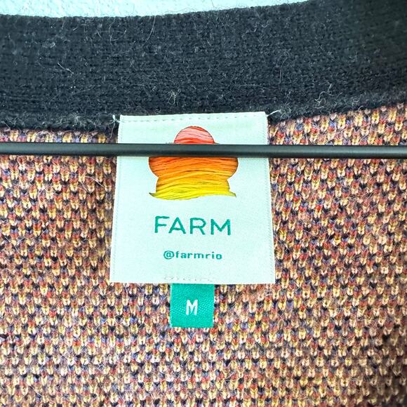 Farm Rio Black Floral Tapestry Oversize Button Front Cardigan Women's Medium - Picture 4 of 6